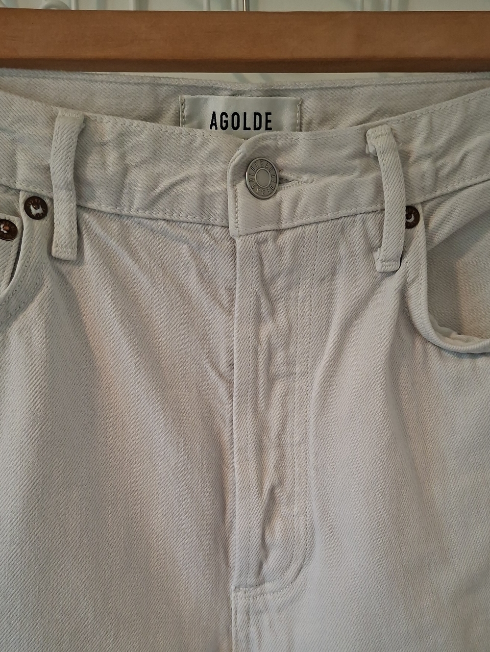 Agolde Off-White/Bone 90's Pinch Waist High Rise Straight-leg Jeans (Size 27) - Picture 3 of 9